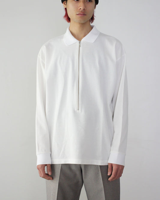 REVERBERATE/ZIP LONG SLEEVE POLO "WHITE"