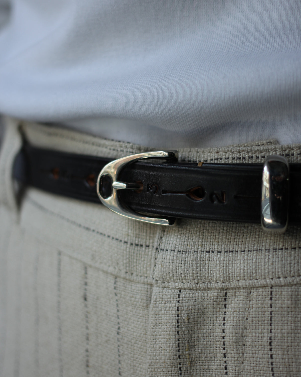 HERALDIC BELTS / 3/4inch IMITATION STIRRUP "DARK HAVANA×L HAVANA THREAD"