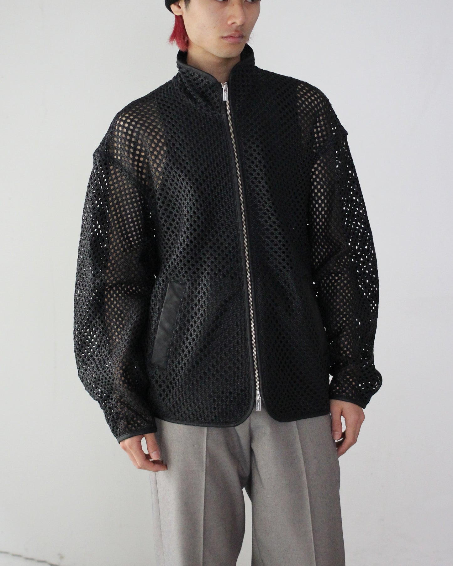 seven by seven/STAND COLLAR MACRAME LEATHER BLOUSON - Goat leather -