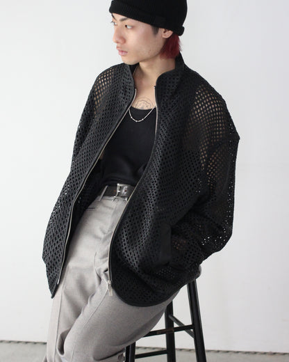 seven by seven/STAND COLLAR MACRAME LEATHER BLOUSON - Goat leather -