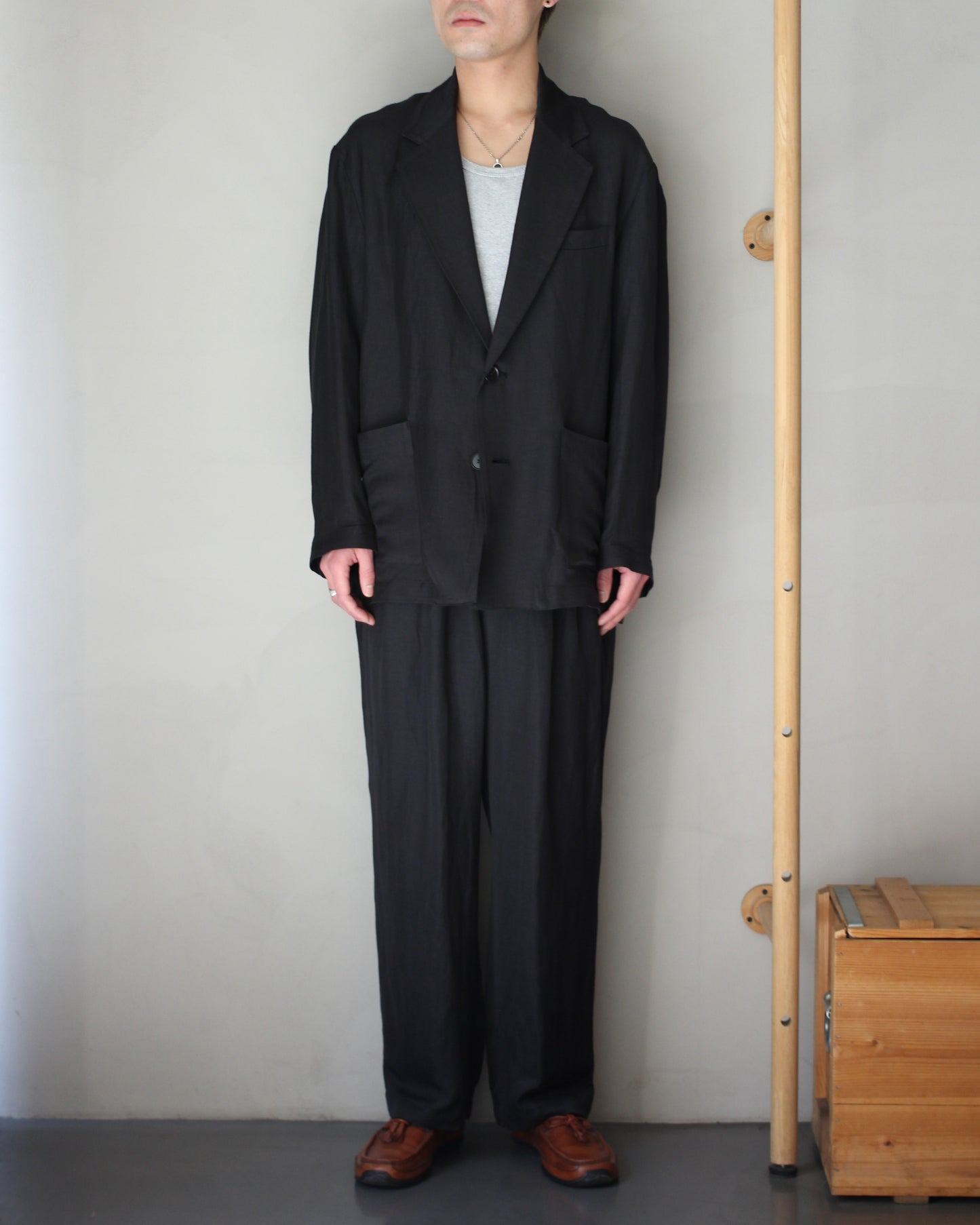 ssstein/VIS/LI BRIGHT TWILL SINGLE BREASTED JACKET "DARK CHARCOAL"