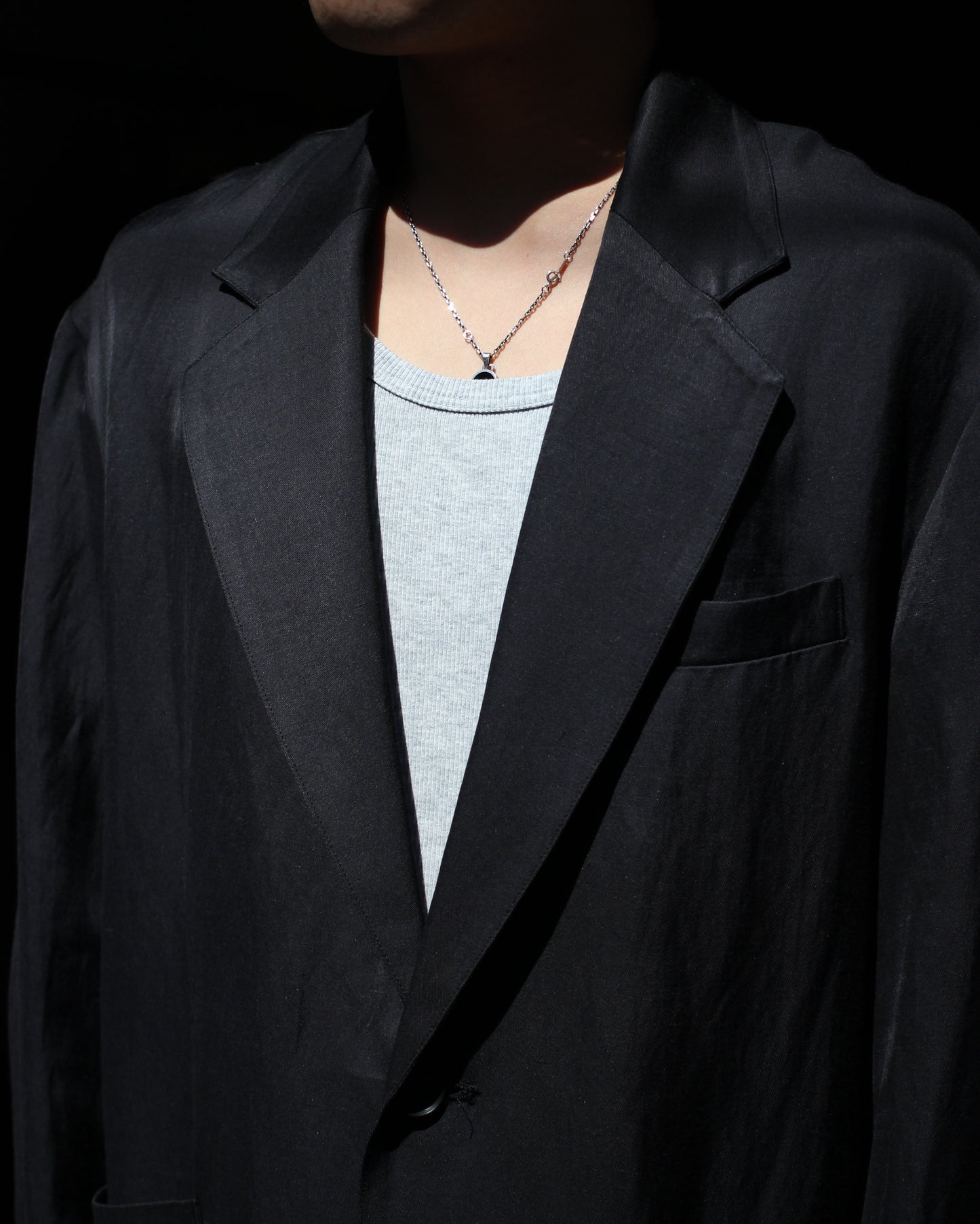 ssstein/VIS/LI BRIGHT TWILL SINGLE BREASTED JACKET "DARK CHARCOAL"