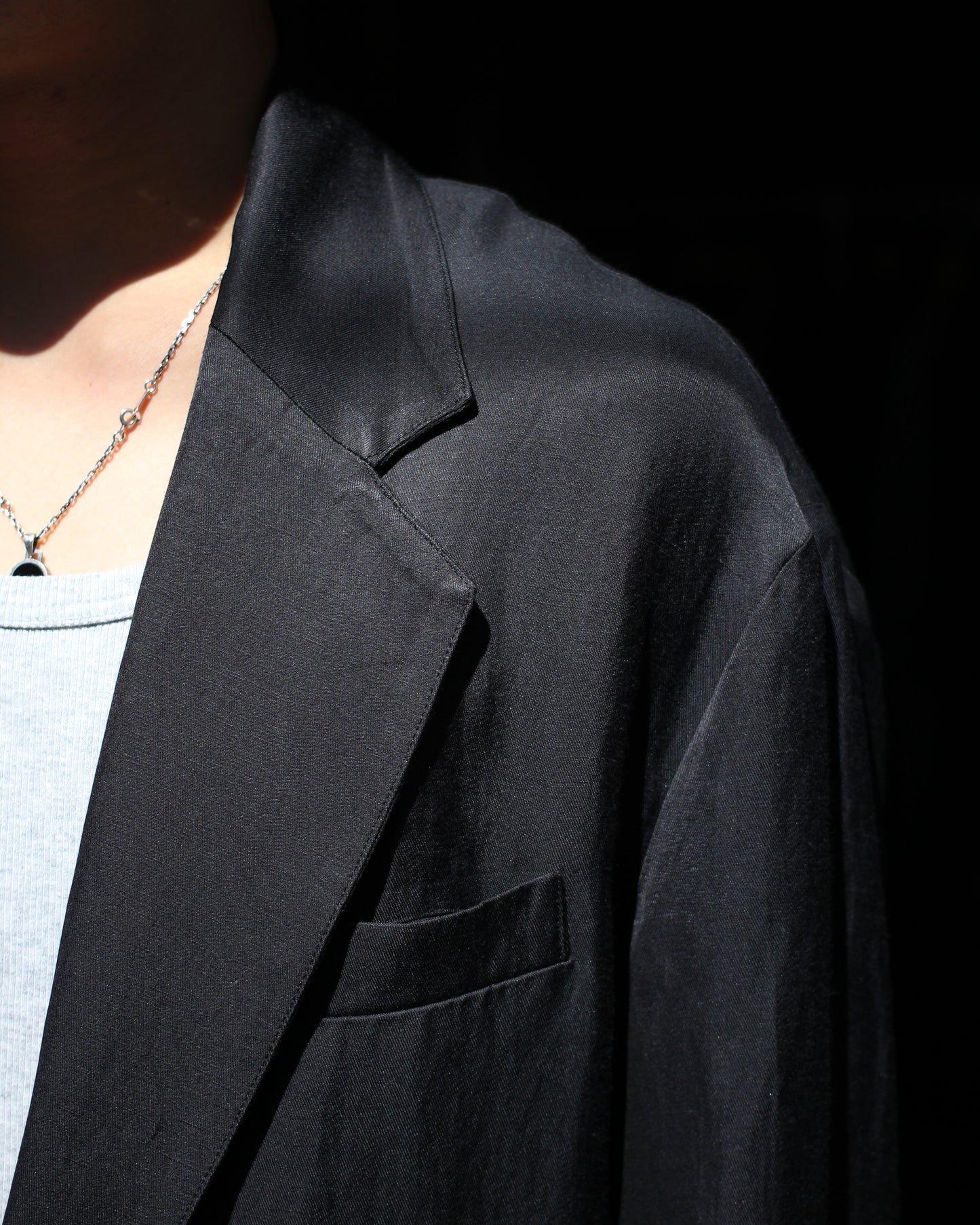 ssstein/VIS/LI BRIGHT TWILL SINGLE BREASTED JACKET "DARK CHARCOAL"