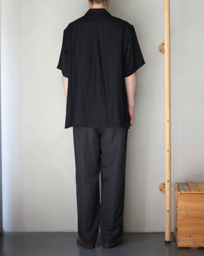 ssstein/VIS/LI BRIGHT TWILL OPEN COLLAR SS SHIRT "BLACK"