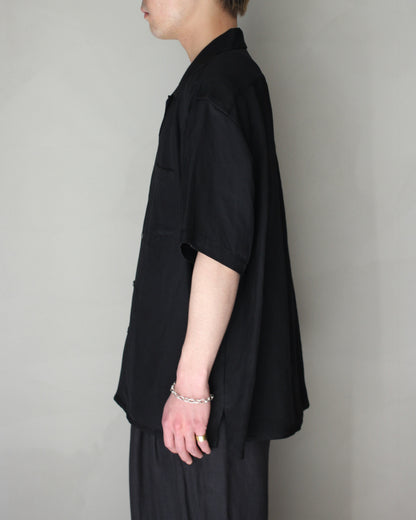 ssstein/VIS/LI BRIGHT TWILL OPEN COLLAR SS SHIRT "BLACK"