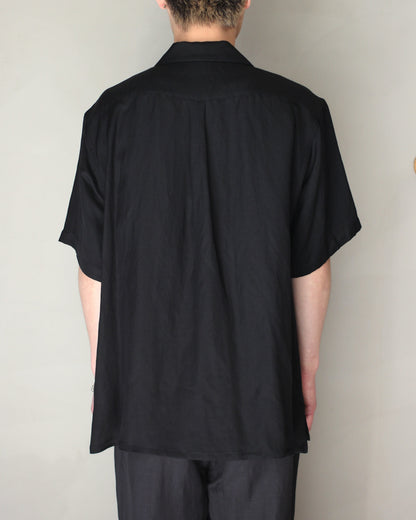 ssstein/VIS/LI BRIGHT TWILL OPEN COLLAR SS SHIRT "BLACK"