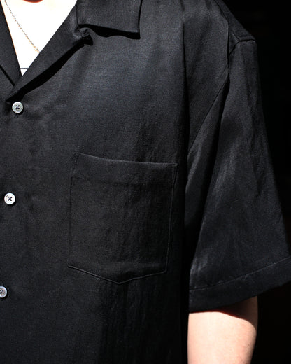 ssstein/VIS/LI BRIGHT TWILL OPEN COLLAR SS SHIRT "BLACK"
