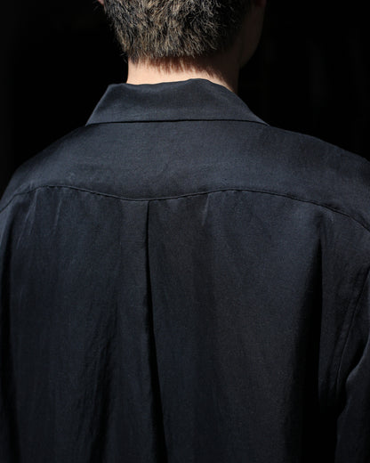 ssstein/VIS/LI BRIGHT TWILL OPEN COLLAR SS SHIRT "BLACK"