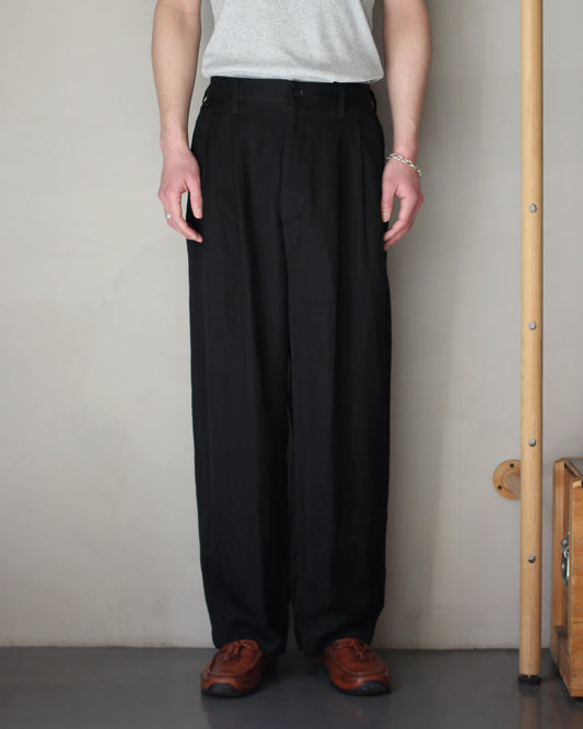 ssstein/VIS/LI BRIGHT TWILL WIDE EASY TROUSERS "BLACK"