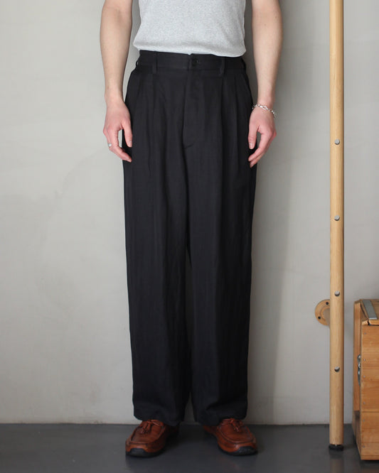 ssstein/VIS/LI BRIGHT TWILL WIDE EASY TROUSERS "DARK CHARCOAL"