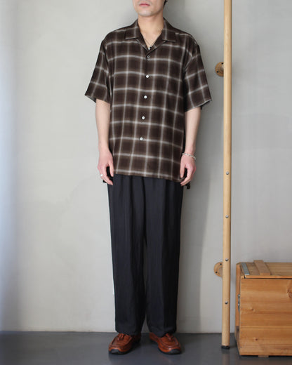 ssstein/LY/VIS CHECK OVERSIZED OPEN COLLAR SS SHIRT "BROWN OMBRE"