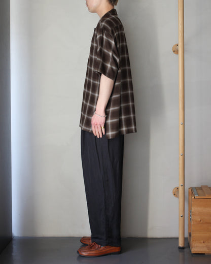 ssstein/LY/VIS CHECK OVERSIZED OPEN COLLAR SS SHIRT "BROWN OMBRE"