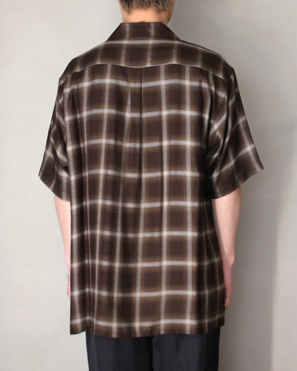 ssstein/LY/VIS CHECK OVERSIZED OPEN COLLAR SS SHIRT "BROWN OMBRE"