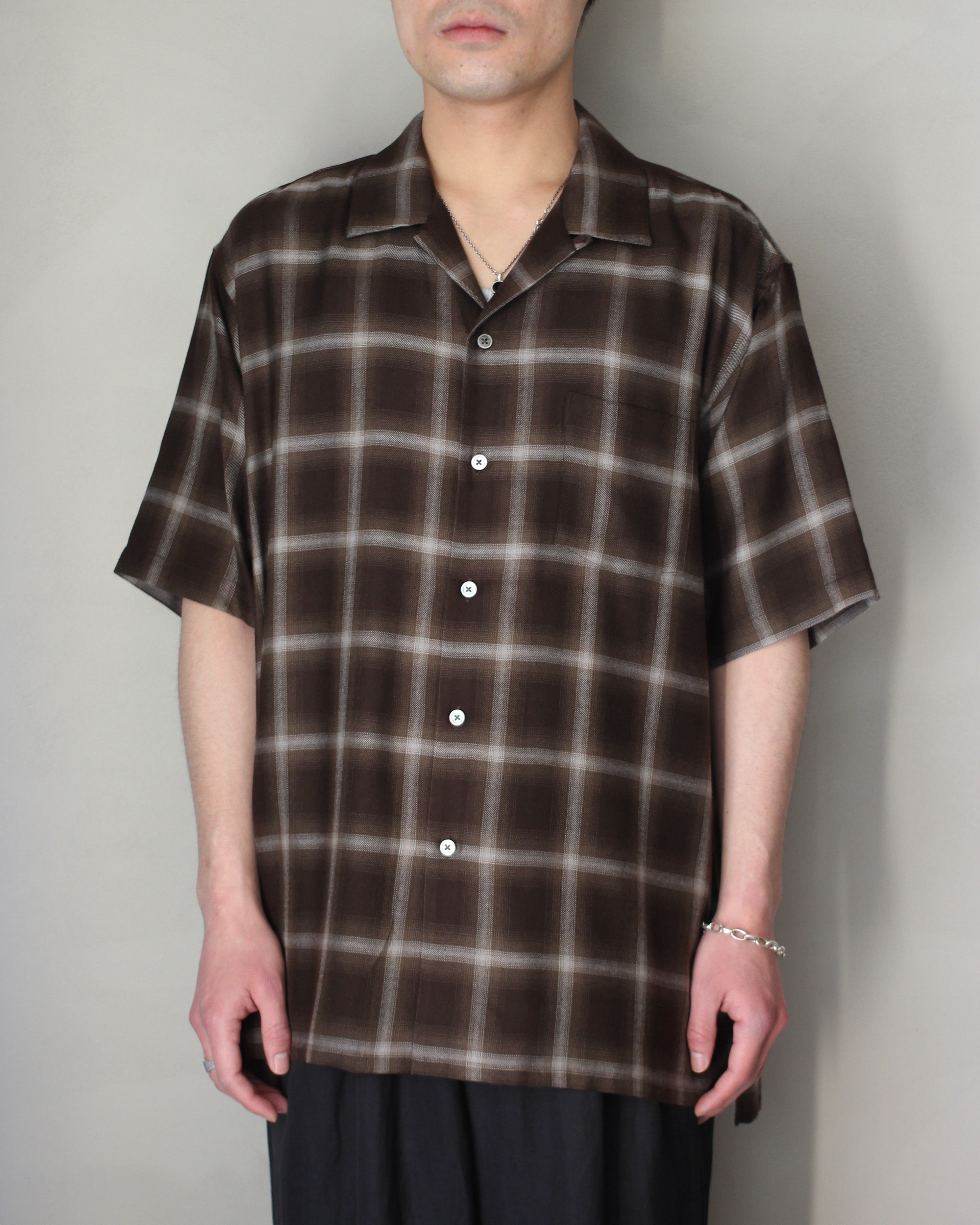 ssstein/LY/VIS CHECK OVERSIZED OPEN COLLAR SS SHIRT 
