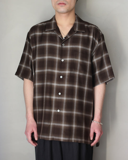 ssstein/LY/VIS CHECK OVERSIZED OPEN COLLAR SS SHIRT "BROWN OMBRE"