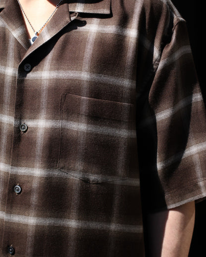 ssstein/LY/VIS CHECK OVERSIZED OPEN COLLAR SS SHIRT "BROWN OMBRE"