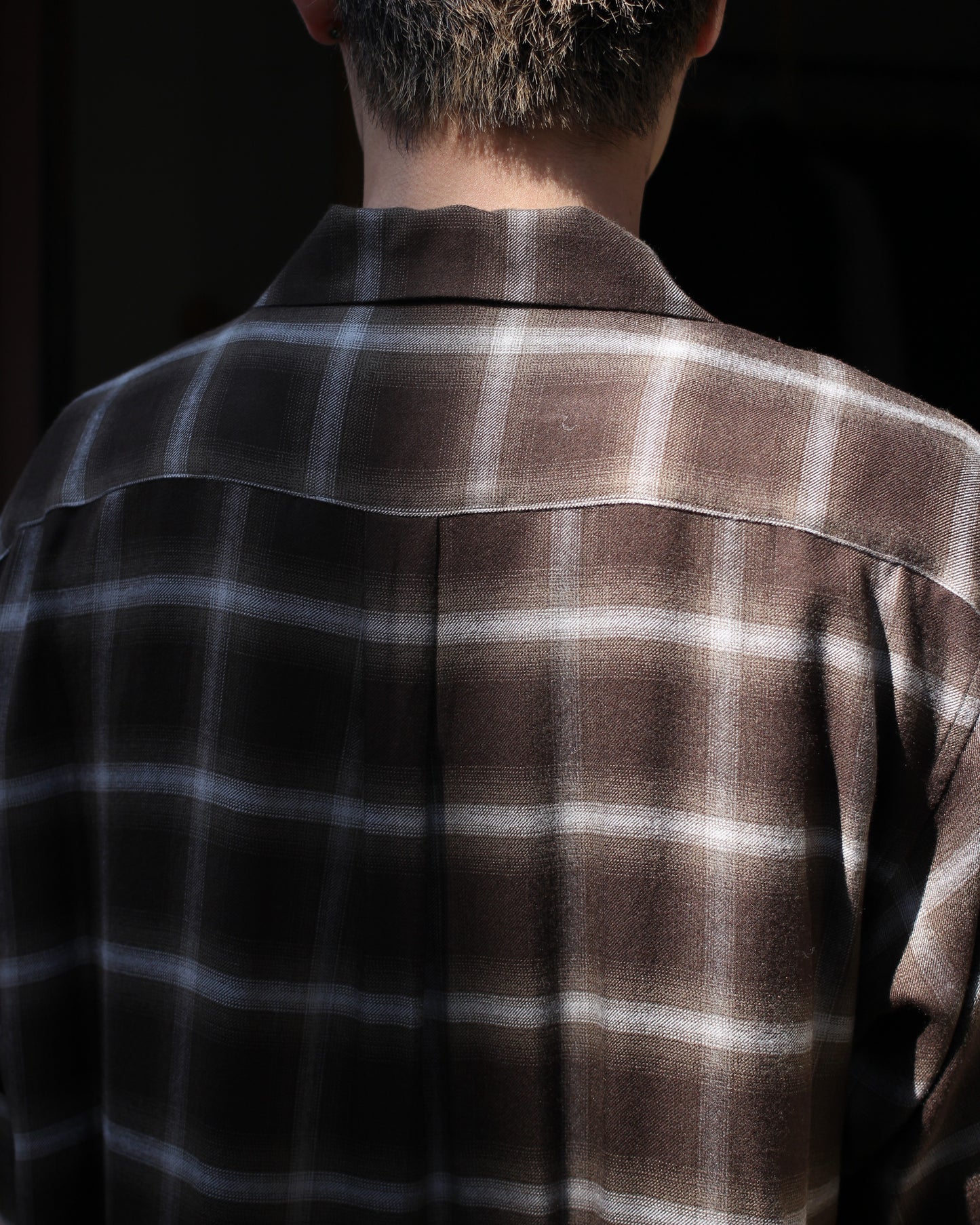 ssstein/LY/VIS CHECK OVERSIZED OPEN COLLAR SS SHIRT "BROWN OMBRE"
