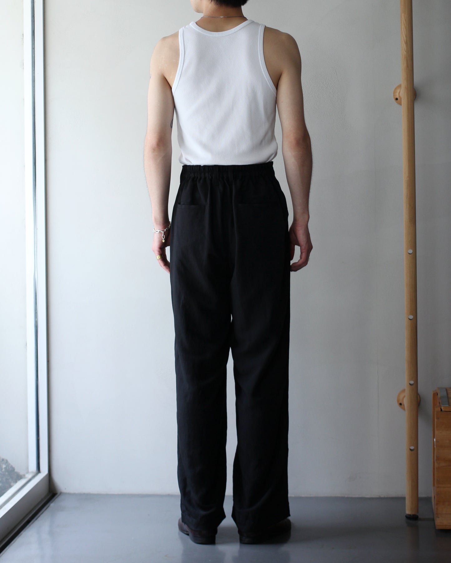 ssstein/RAYON/LINEN WIDE EASY TROUSERS "BLACK"