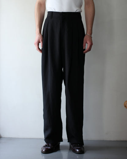 ssstein/RAYON/LINEN WIDE EASY TROUSERS "BLACK"