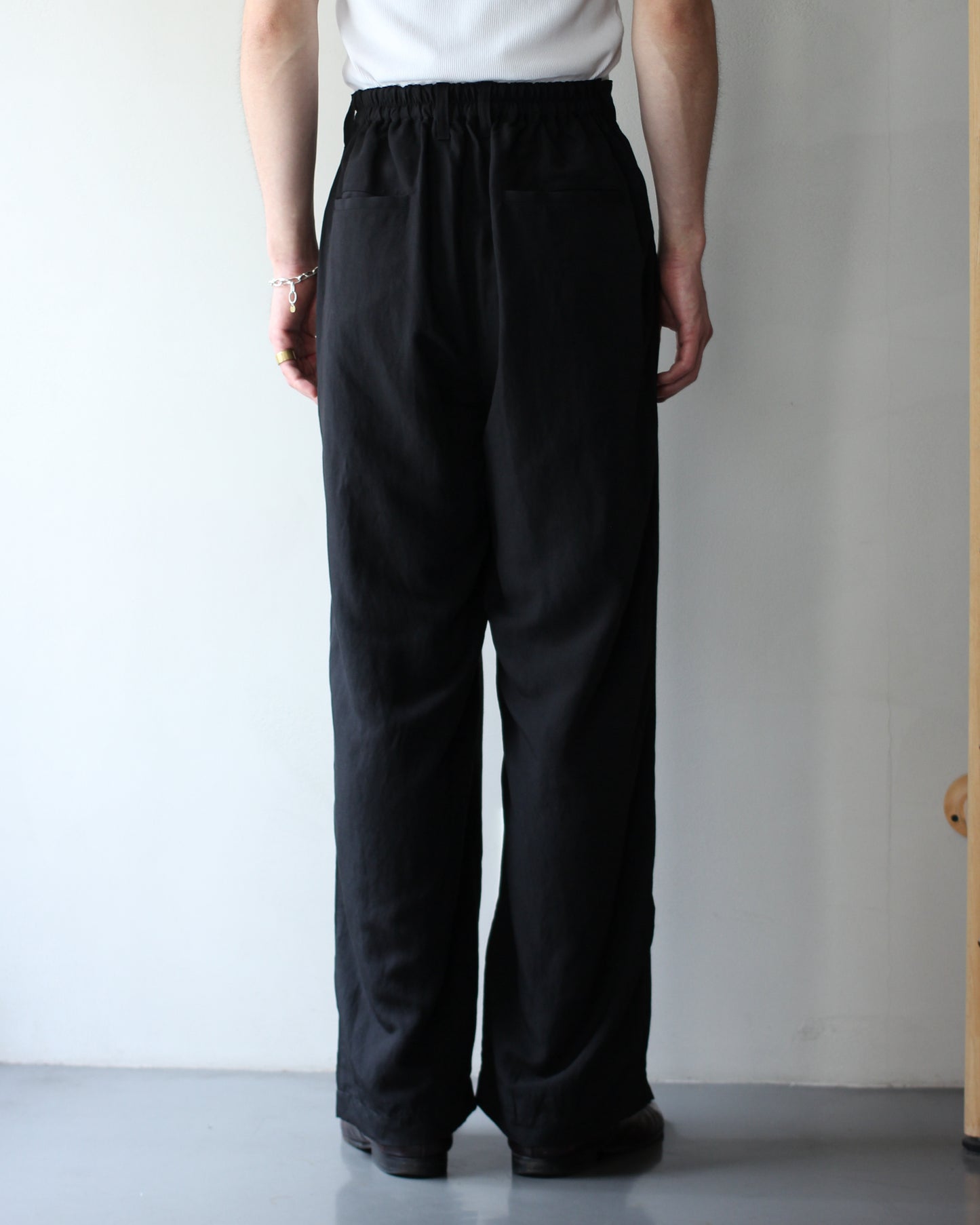ssstein/RAYON/LINEN WIDE EASY TROUSERS "BLACK"