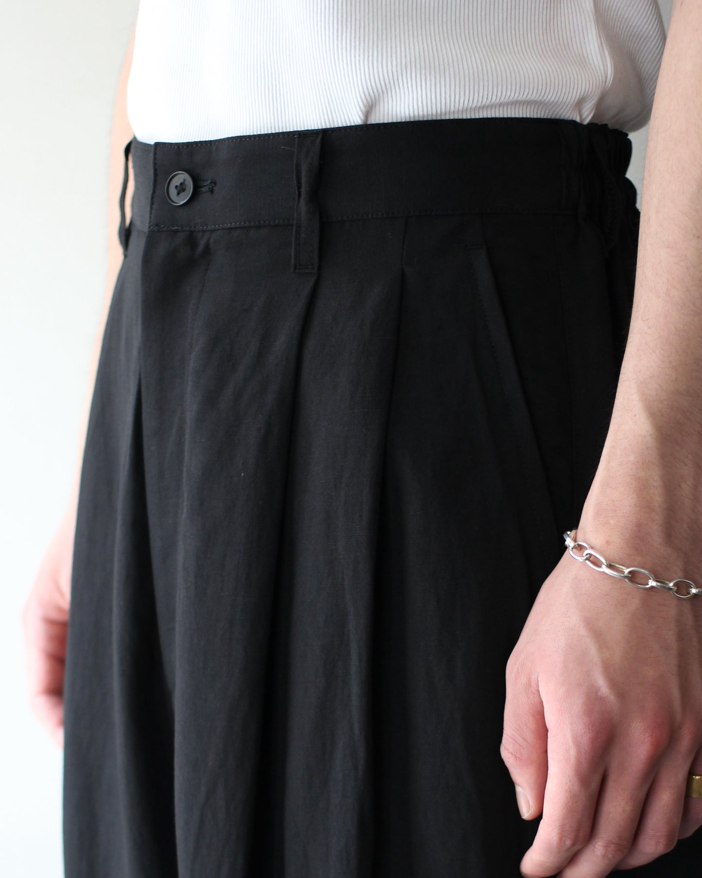 ssstein/RAYON/LINEN WIDE EASY TROUSERS "BLACK"