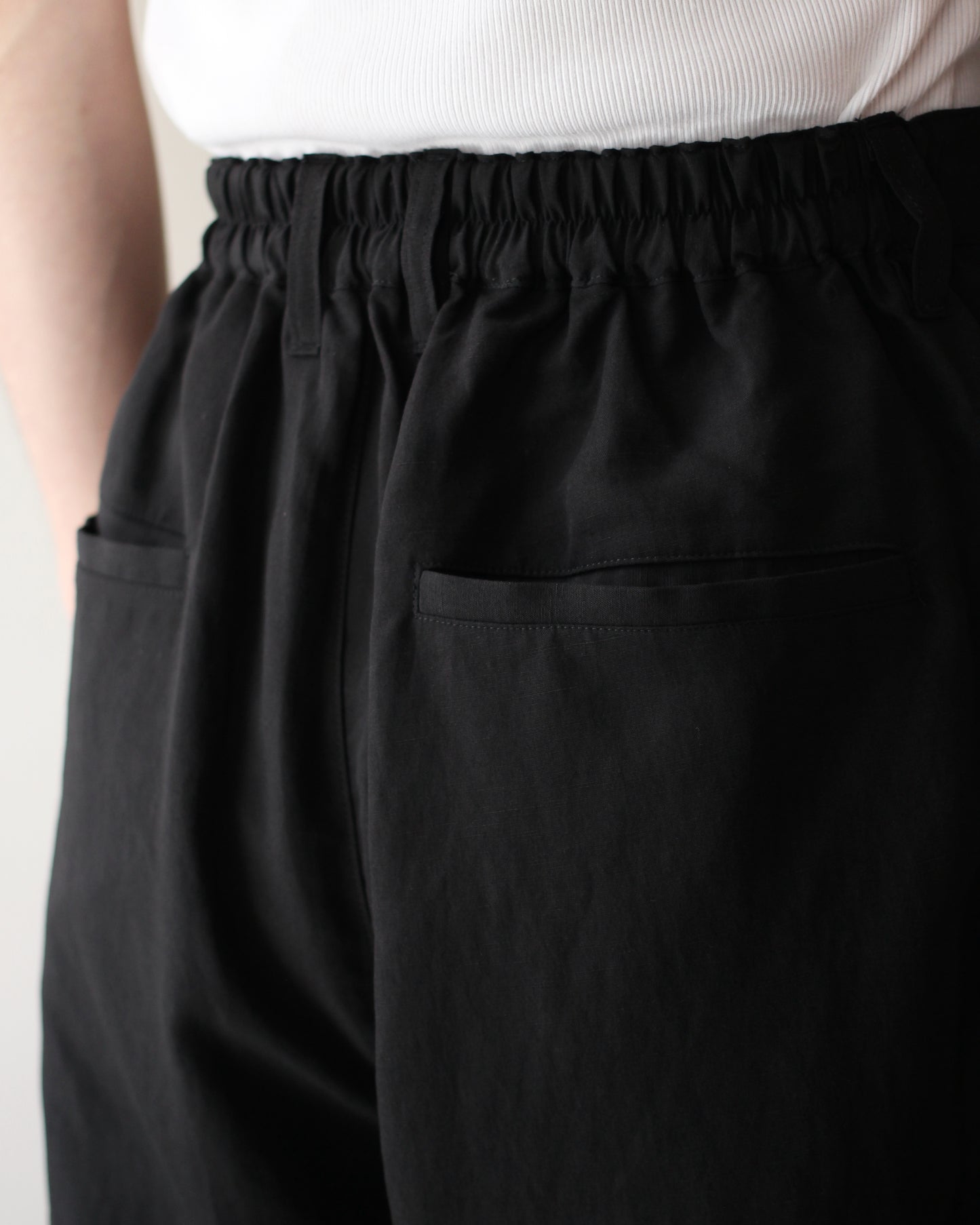 ssstein/RAYON/LINEN WIDE EASY TROUSERS "BLACK"