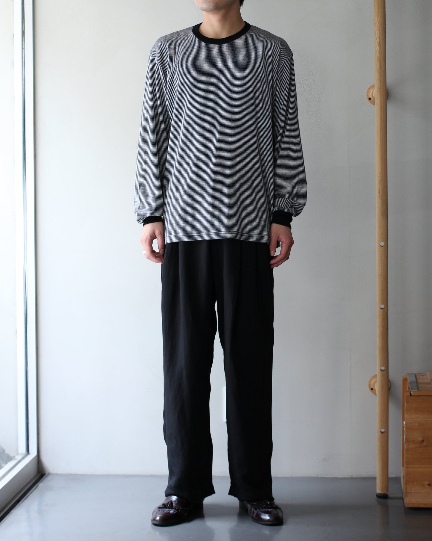 ssstein/FINE WOOL OVERSIZED LONG SLEEVE TEE "STRIPE"