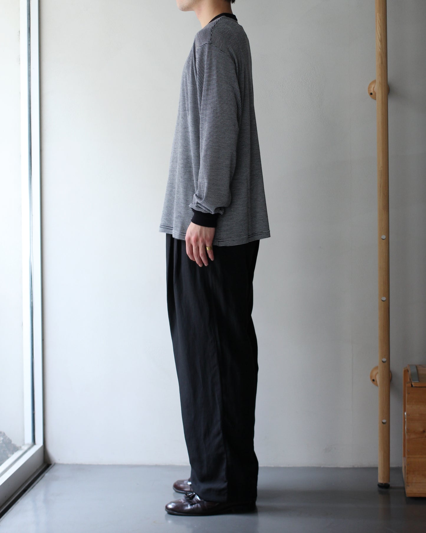 ssstein/FINE WOOL OVERSIZED LONG SLEEVE TEE "STRIPE"
