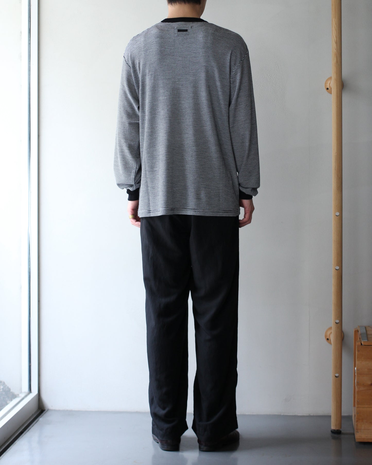 ssstein/FINE WOOL OVERSIZED LONG SLEEVE TEE "STRIPE"