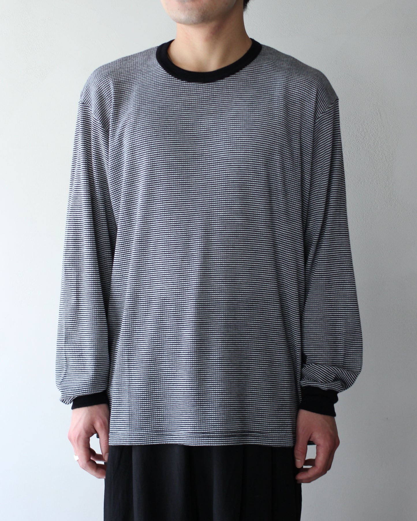 ssstein/FINE WOOL OVERSIZED LONG SLEEVE TEE "STRIPE"