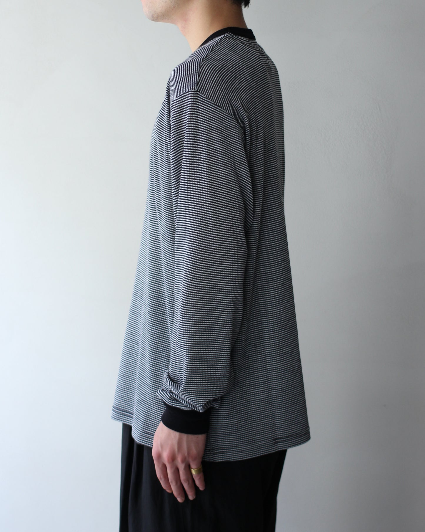 ssstein/FINE WOOL OVERSIZED LONG SLEEVE TEE "STRIPE"