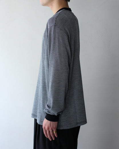 ssstein/FINE WOOL OVERSIZED LONG SLEEVE TEE "STRIPE"