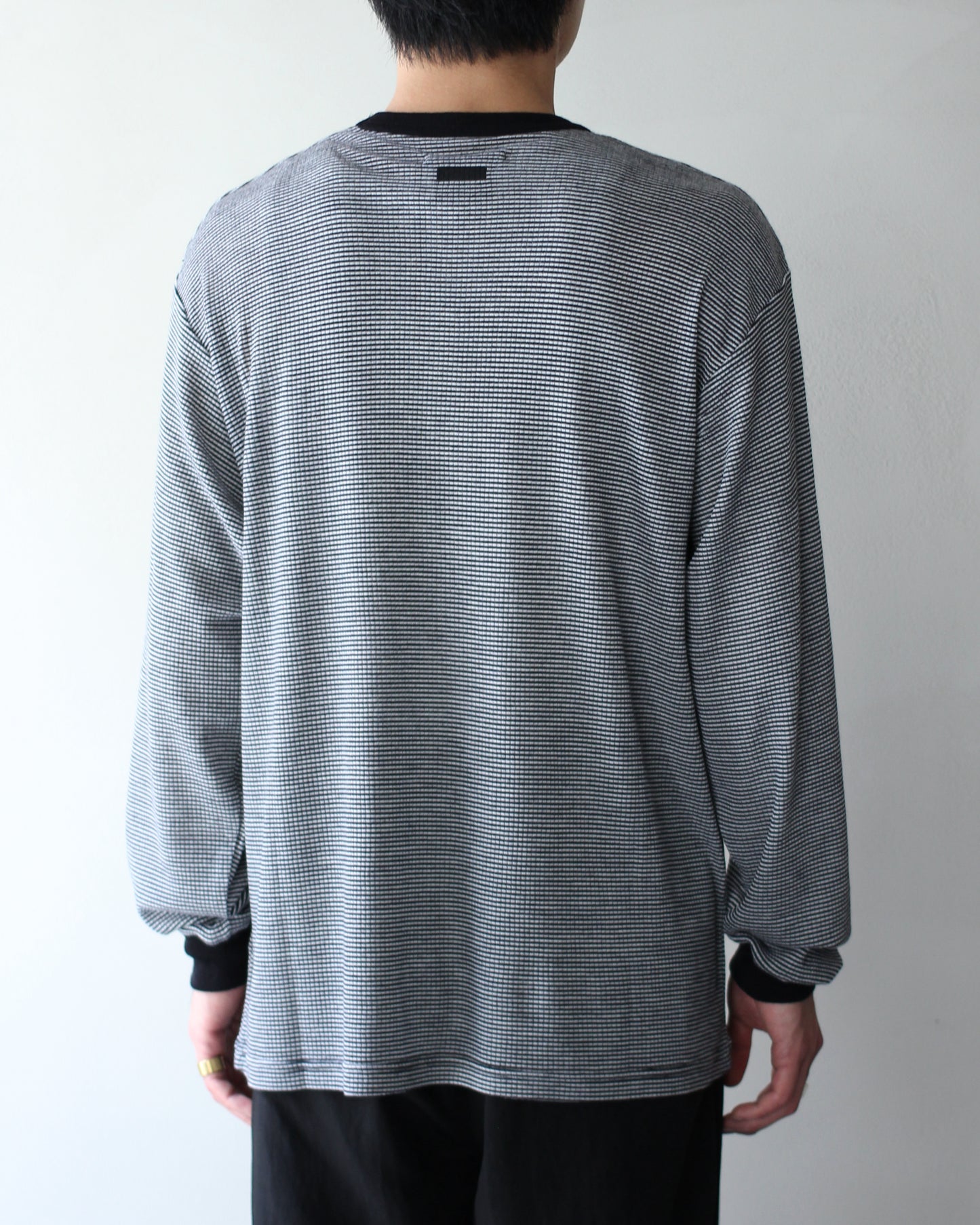 ssstein/FINE WOOL OVERSIZED LONG SLEEVE TEE "STRIPE"