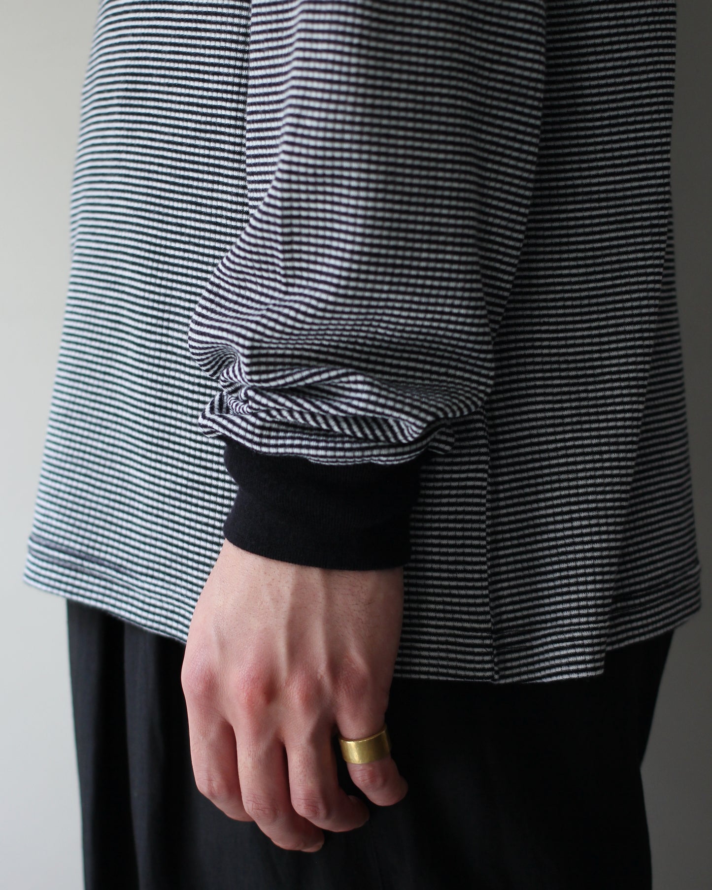 ssstein/FINE WOOL OVERSIZED LONG SLEEVE TEE "STRIPE"