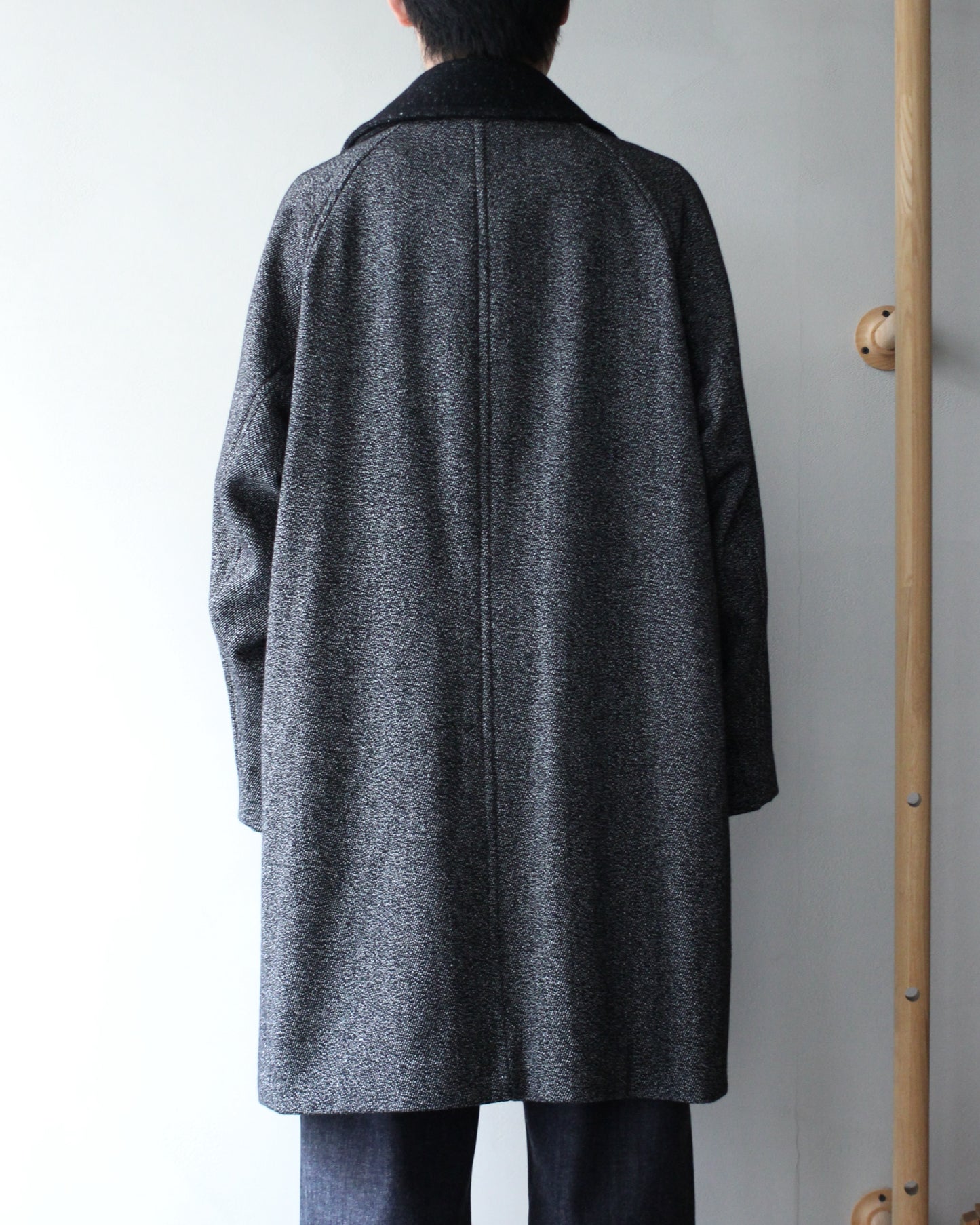 ULTERIOR/WOOL SILK KERSEY DB COAT ”BLACK IVORY”