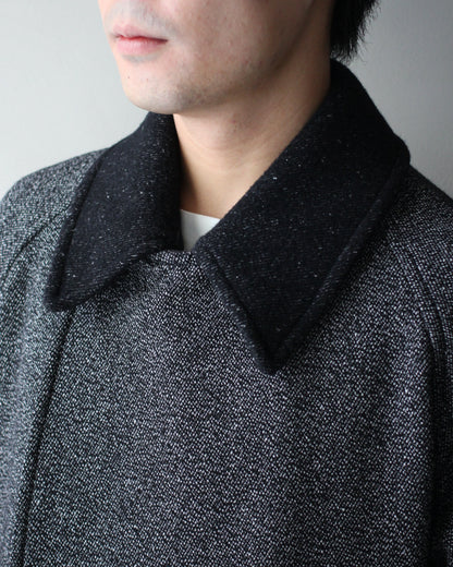ULTERIOR/WOOL SILK KERSEY DB COAT ”BLACK IVORY”