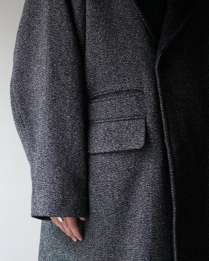 ULTERIOR/WOOL SILK KERSEY DB COAT ”BLACK IVORY”