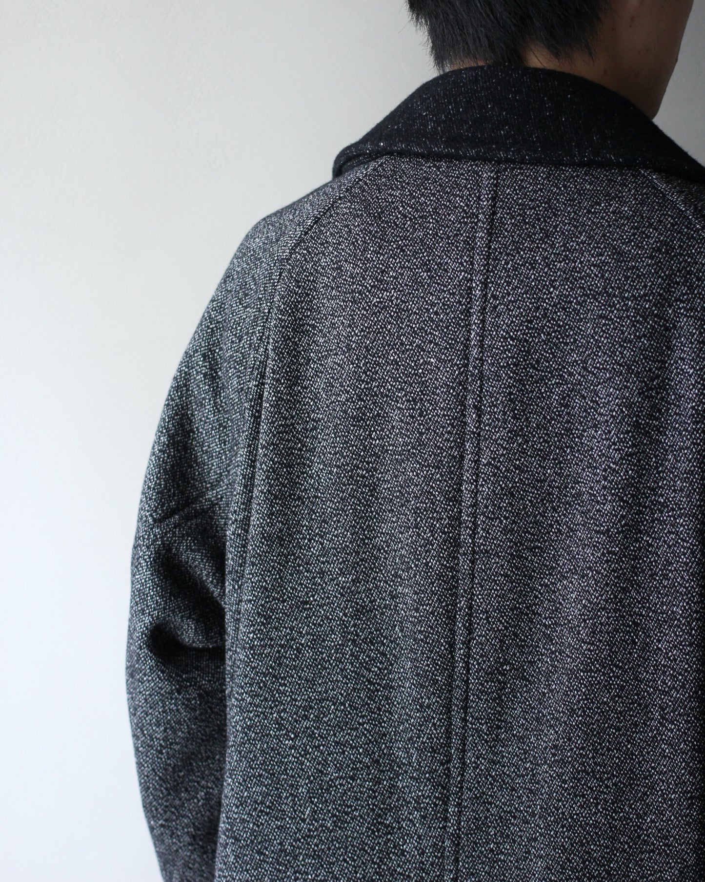 ULTERIOR/WOOL SILK KERSEY DB COAT ”BLACK IVORY”