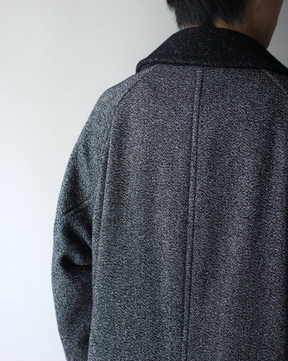 ULTERIOR/WOOL SILK KERSEY DB COAT ”BLACK IVORY”