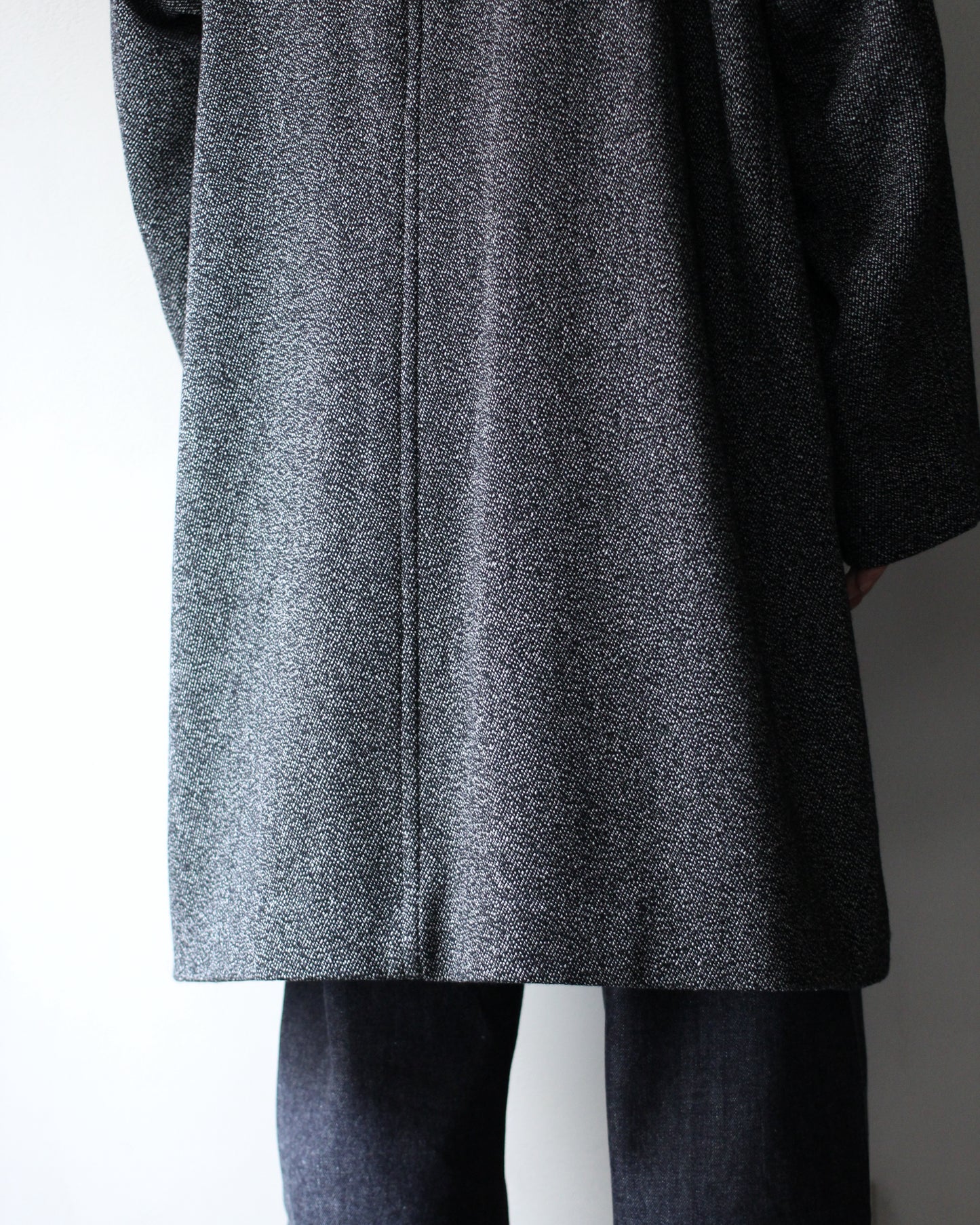 ULTERIOR/WOOL SILK KERSEY DB COAT ”BLACK IVORY”