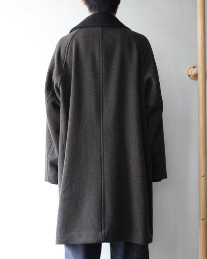 ULTERIOR/WOOL SILK KERSEY DB COAT ”KHAKI BLACK”