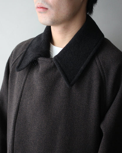 ULTERIOR/WOOL SILK KERSEY DB COAT ”KHAKI BLACK”