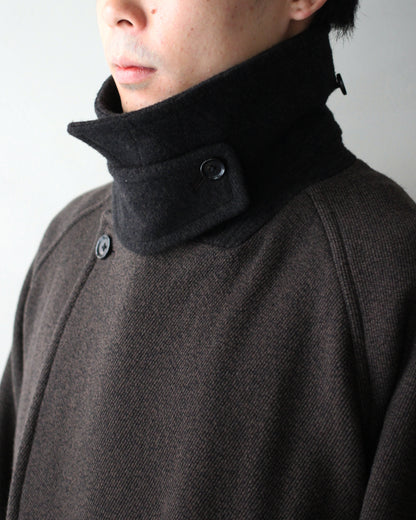 ULTERIOR/WOOL SILK KERSEY DB COAT ”KHAKI BLACK”