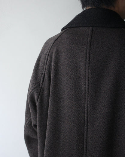 ULTERIOR/WOOL SILK KERSEY DB COAT ”KHAKI BLACK”