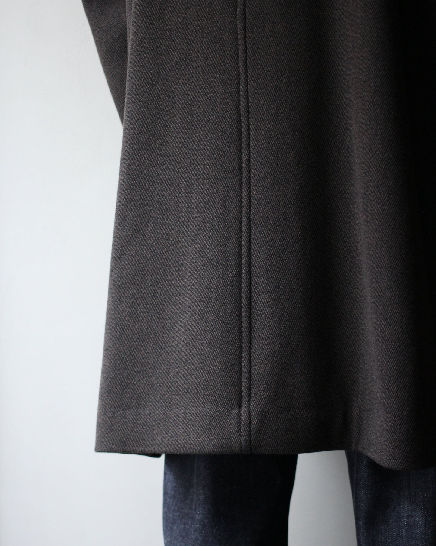 ULTERIOR/WOOL SILK KERSEY DB COAT ”KHAKI BLACK”