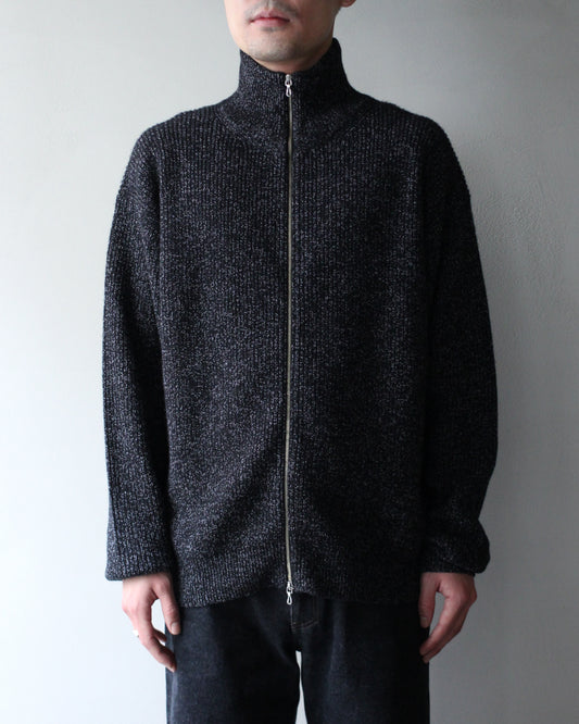 ULTERIOR/W/C MEALANGE RIB DRIVERS KNIT "BLACK MIX"　