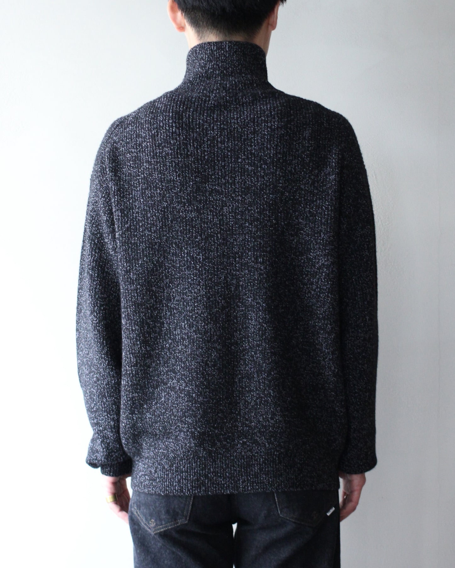 ULTERIOR/W/C MEALANGE RIB DRIVERS KNIT "BLACK MIX"　