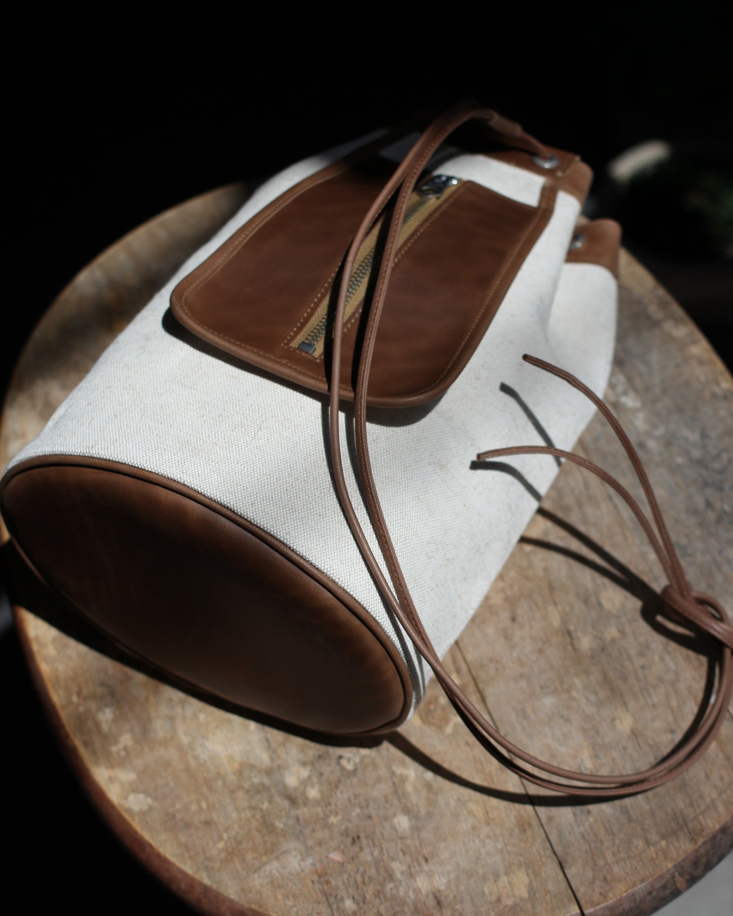 forme / fb-3 Drawstring bag "Jute canvas×Class#Brown"