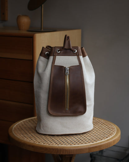 forme / fb-3 Drawstring bag "Jute canvas×Class#Brown"