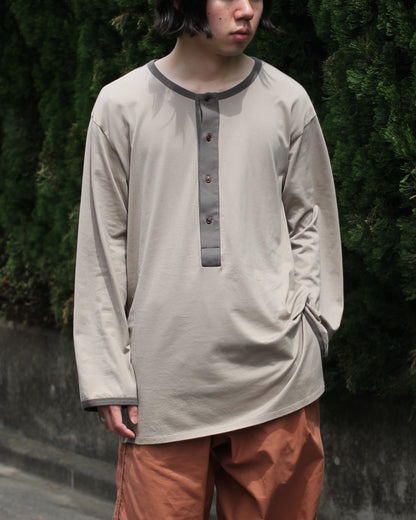 MATSUFUJI/Henley Neck Long Sleeve Shirt “BEIGE”